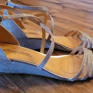 Badgley Mischka Silver Rhinestone Wedges